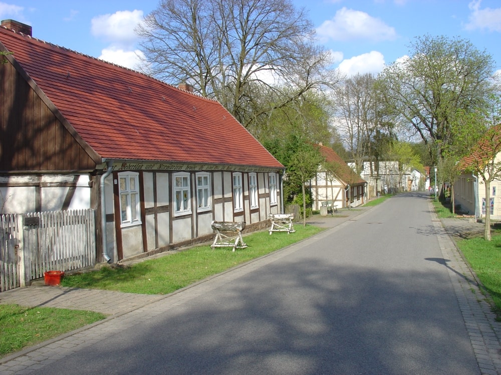 neuglobsow dorfstrasse fruehjahr